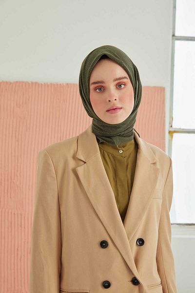 MİRAY Βαμβακερό Βαμβακερό Μαντίλι Σειρά Special Panel Dark Khaki