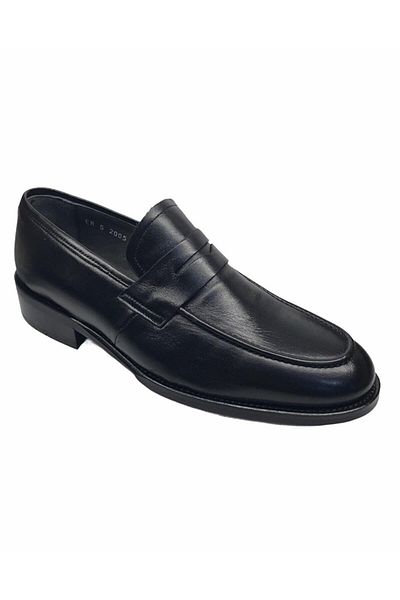Fosco Men's Black Laceless Leather Casual Shoes 2005