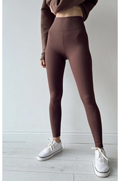 By Gecce Καφέ ψηλόμεσο κολάν με ελαστική μέση και τελειοποιητική εφαρμογή