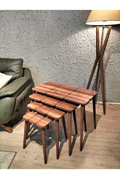 yamanaks 4lü Sehpa Mdf Ahşap Dörtlü Petek Desen Zigon Sehpa - Servis Sehpası ...