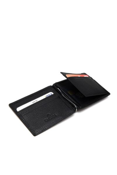 Eminsa Black Leather Men's Wallet with Money Clip