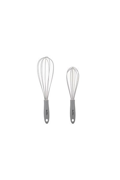 Tantitoni Gray Colored 2-Piece Silicone Whisk Set