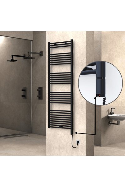 Radiva Haiti Elektrikli Havlupan 1000 Watt 600x1800 Düz Mat Siyah (oned On/off Termostatlı) Sağ