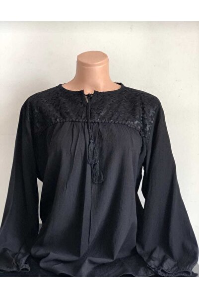 Genel Markalar Kadın Siyah Şile Bezi Anne Penye Bluz