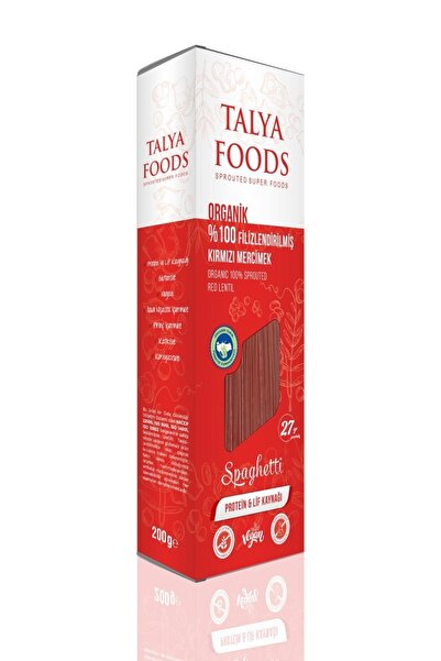 TALYA FOODS Organik %100 Filizlendirilmiş Kırmızı Mercimek Spaghetti