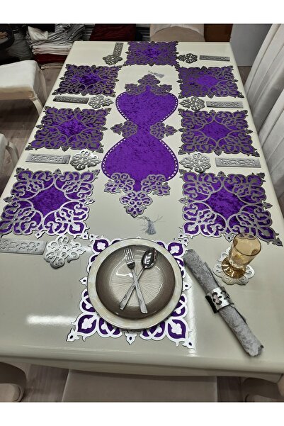 SEHARA Kadife/runner/amerikan Servis/yemek Sunum Takımı/8 Kişilik/25 Parça