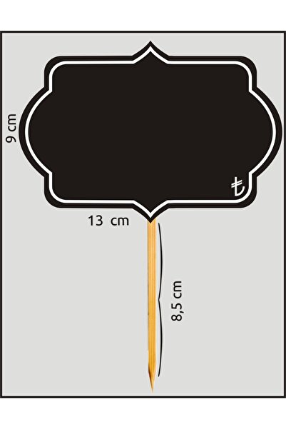Pvc Yaz Sil Etiket - Kara Tahta Etiketi - Ahşap Saplamalı Etiket - Silinebilir Etiket 9x13 Cm 10'lu