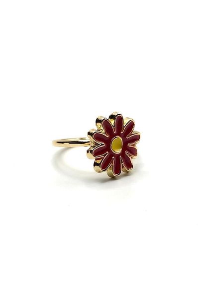 lelies Burgundy Gold Daisy Joint Ring