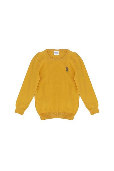 U.S. Polo Assn. Ecb01-sk21-vr072 Пуловер за момче с кръгло деколте, стандартен модел, обикновен, жълт