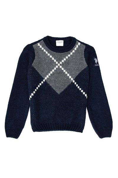 U.S. Polo Assn. Rc-marlo-kids тъмносин пуловер за момче с кръгла яка със стандартна шарка