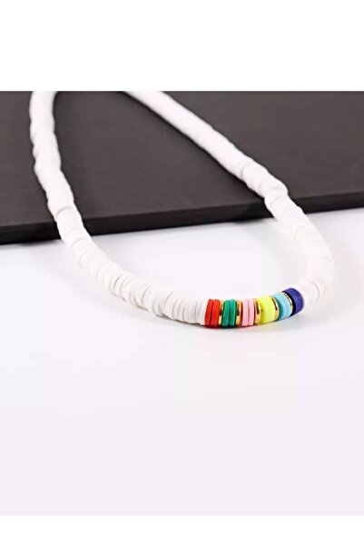 ESUSO قلادة فيمو بخرز أبيض