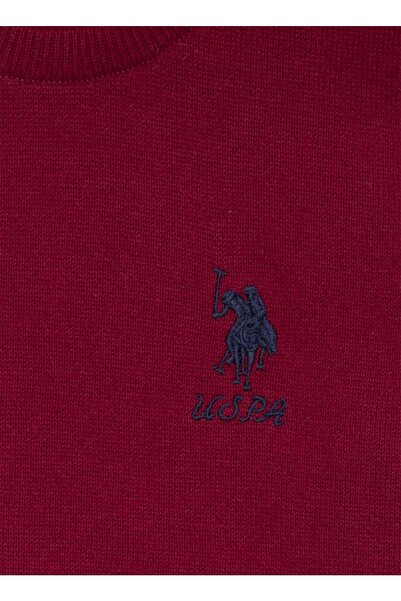 U.S. Polo Assn. Bisiklet Yaka Düz Kırmızı Kız Çocuk Kazak