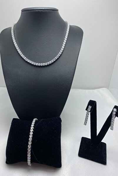 Ladidaa Su Yolu Kolye Bileklik Küpe Set 4mm