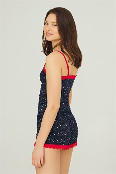 Cottonhill Bavlněný pyžamový set se vzorem v námořnické modré s šortkami s tenkým páskem