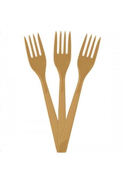 Happyland Gold Plastic Fork - Pack of 25