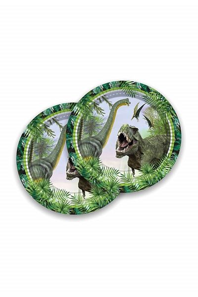 Happyland 8 Pieces Jurrasic Dinosaur Disposable Cardboard Party Plate and Cup