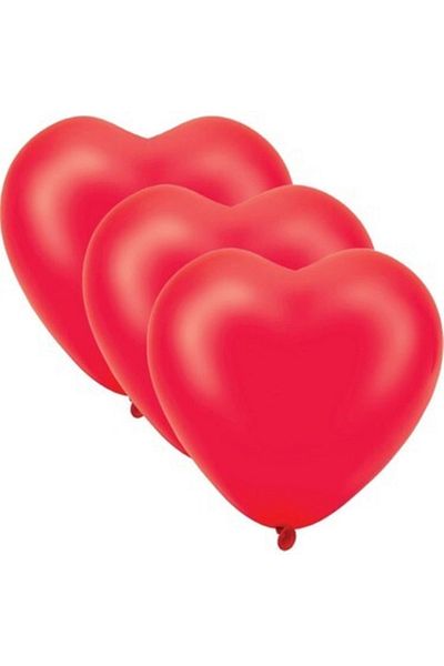 Happyland 10 Heart Shaped Red Latex Balloons