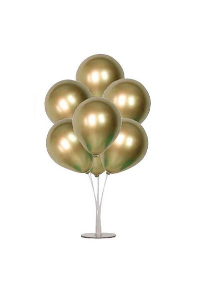 Happyland 1 Piece 7 Balloons Gold Chrome Footed Balloon Stand