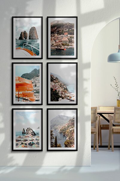 ÖZCANLAR ÇERÇEVE Çerçeveli Tablo Dekorasyon Ev Dekoru Modern Sanat Sahil Baskısı Italya Duvar Sanatı Tatil Holiday