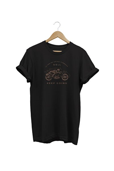 WİDİ Motor Baskılı Siyah T-shirt
