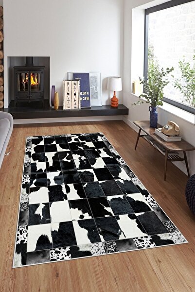 on the clouds Gri Dana Desenli Pacthwork Yıkanabilir Kaymaz Taban Leke Tutmaz...