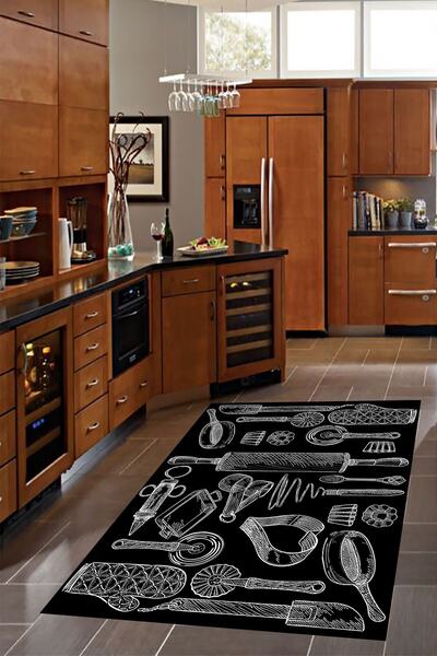 on the clouds Mutfak Malzemeleri Desenli Dijital Baskılı Kaymaz Taban Yıkanab...