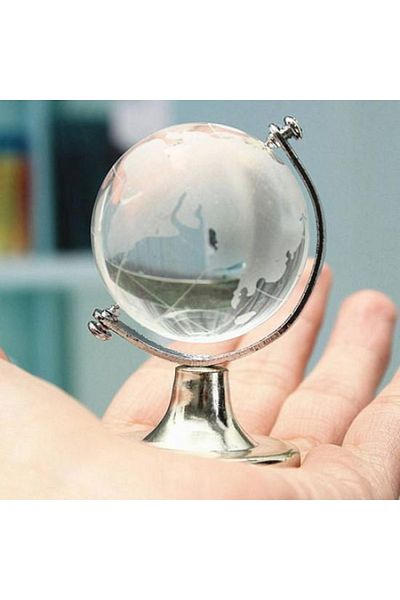 ELİS Crystal Large Size Glass World Globe Decorative Gift