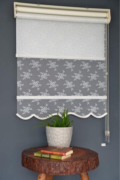 HLMSTOR Çift Mekanizmalı Tül Stor Perde Dacuz-207 Kırık Beyaz Renk Alüminyum ...