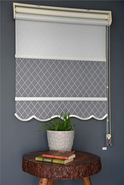 HLMSTOR Çift Mekanizmalı Tül Stor Perde Dacuz-210 Kırık Beyaz Renk Alüminyum ...