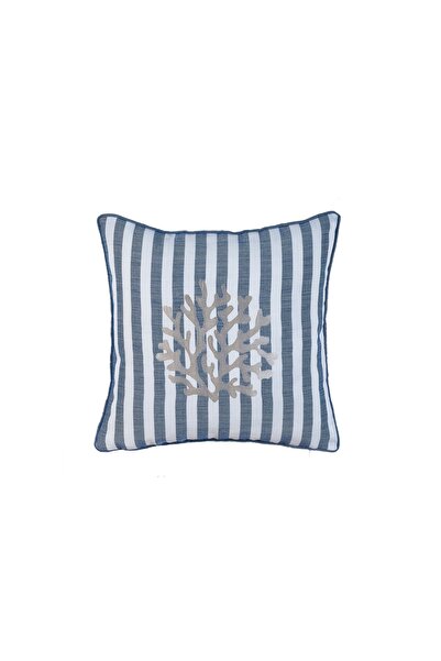 caka home design Yıldız Kılıfı Biyeli Mercan ( Lacivert X Ekru Çizgili / Taş ...