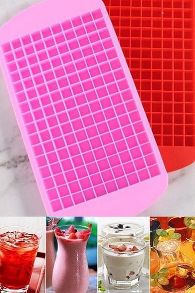 ARNİLLO 160-Piece Mini Cube Shaped Silicone Ice Cube - Pink Color Mini Cube Presentation Ice Mold