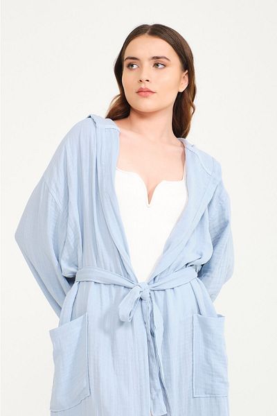 Miespiga Μπουρνούζι Unisex με κουκούλα μακριά μουσελίνα