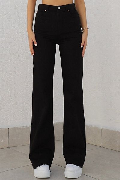 Ramrod Moses Women's Non-Fading Black High Waist Wide Leg Jeans