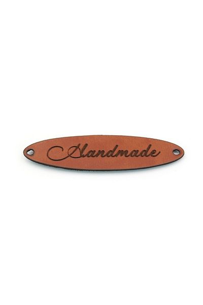 Etiket Vitrini Leather Label 10 Pieces 5x1.5 Cm Handmade Oval Cut