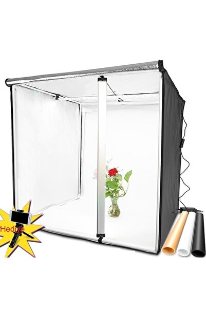 Triline 80x80cm Profesyonel Stüdyo Led Işıklı Ürün Fotoğraf Çekim Çadırı