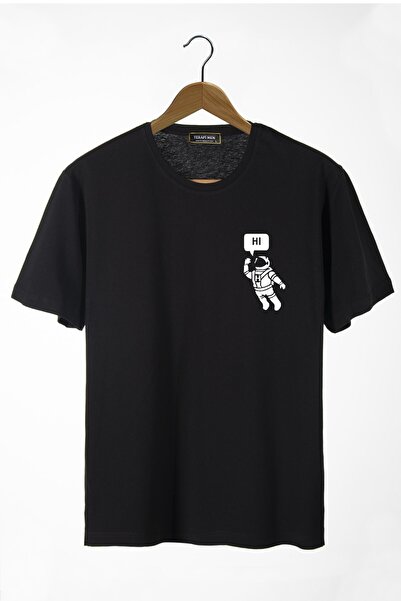 Terapi Men Ανδρικό μπλουζάκι Oversize Black Astronaut Printed Basic - Crew Ne...