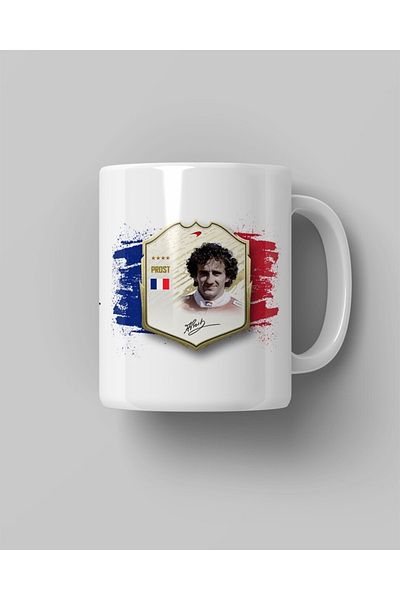 FANBOX SHOP كوب أبيض مطبوع من سلسلة Alain Prost Legend