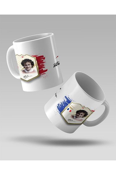 FANBOX SHOP كوب أبيض مطبوع من سلسلة Alain Prost Legend