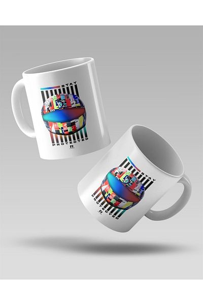 FANBOX SHOP Stay Protected 2021 F1 Helmets White Mug