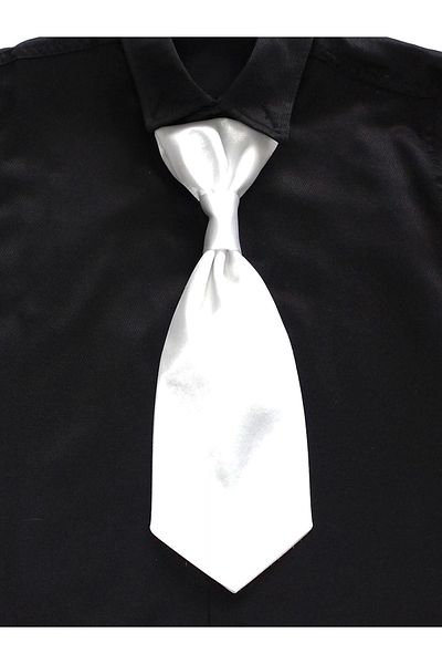 GallanD Plain White Wide Satin Unisex Children's Special Tied Tie