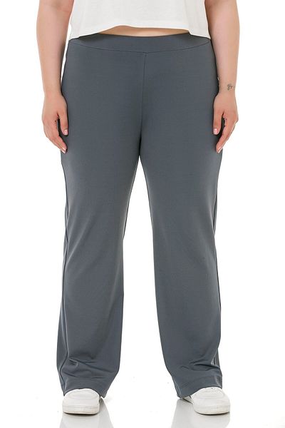 DISENTIS MODEST Large Size Elastic Waist Tube Leg Diver Dark Gray Trousers