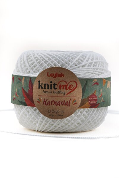 knitme Karnaval 50 Gr 5'li Paket Sağlam Tüylenmez Solmaz Polyestser El Örgü Ipi Taka Yarn (kırık Beyaz)