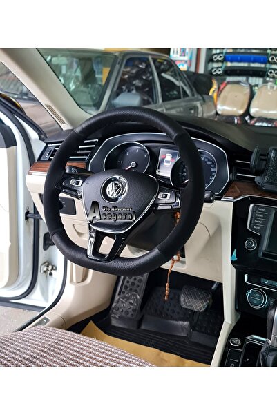 Asegaraj Vw Passat B8 Dikmeli Direksiyon Kılıfı Noktalı Nubuk Esnek Kokusuz Alcantara Delikli Siyah Uyumlu