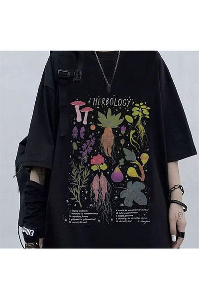 Touz Μπλουζάκι Niiss Boutique Gothic Herbology Unisex Oversize