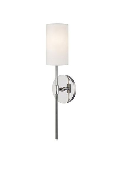 BSA LIGHTING Henna Single Chrome Modern Sconce (with white lampshade)