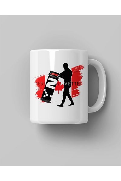 FANBOX SHOP Sebastian Vettel Canada 2019 Printed White Coffee Mug