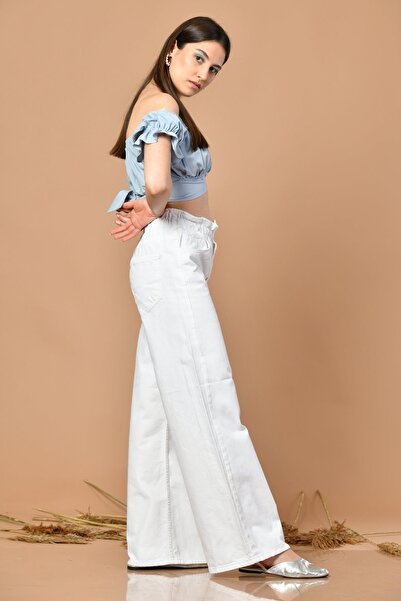 Moda1001 Γυναικεία μπλούζα με μανίκια με μπαλόνι μπλε