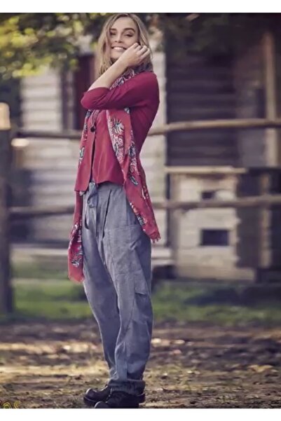 Bohemian Double Breasted Gray Salvar with Elastic Waist and Legs