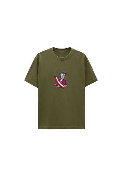 C&C OKULCUNUZ Unisex Oversize kroj Kapetan Amerika T-shirt