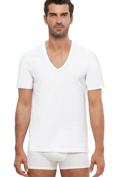 Kom Pack of 2 100% Cotton Men's Deep V-Neck T-shirt, Enrico T-shirt